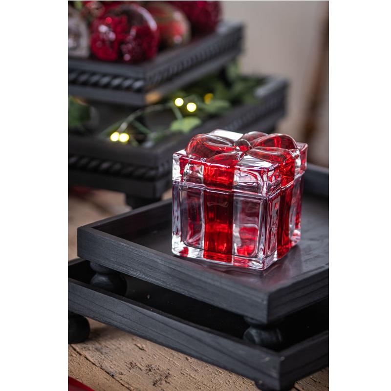 Glasburk Julklapp med Röd Rosett
