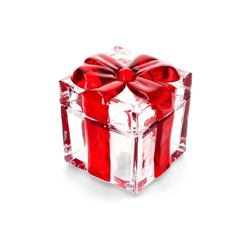Glasburk Julklapp med Röd Rosett