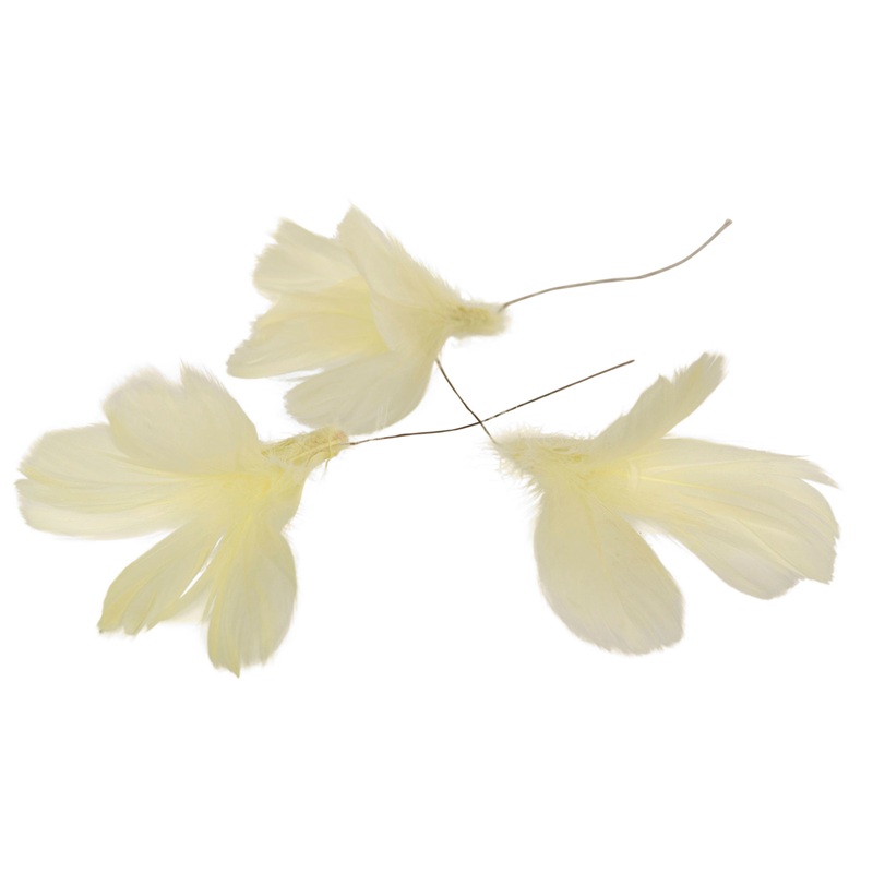 Fjäder Trådad Blom Ljusgul 12-pack