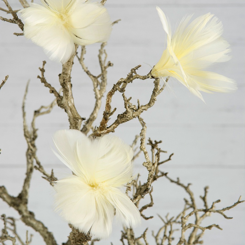 Fjäder Trådad Blom Ljusgul 12-pack