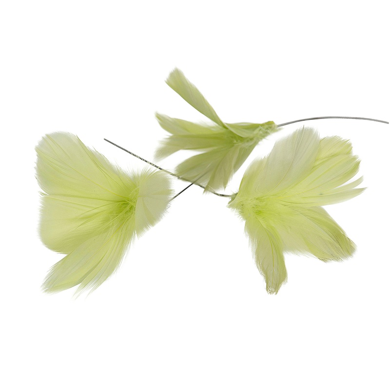 Fjäder Trådad Blom Limegrön 12-pack