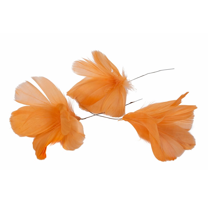Fjäder Trådad Blom Orange 12-pack