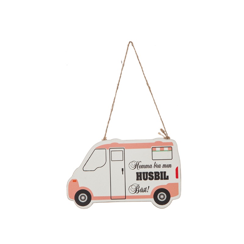 Träskylt "Husbil är bäst" rosa