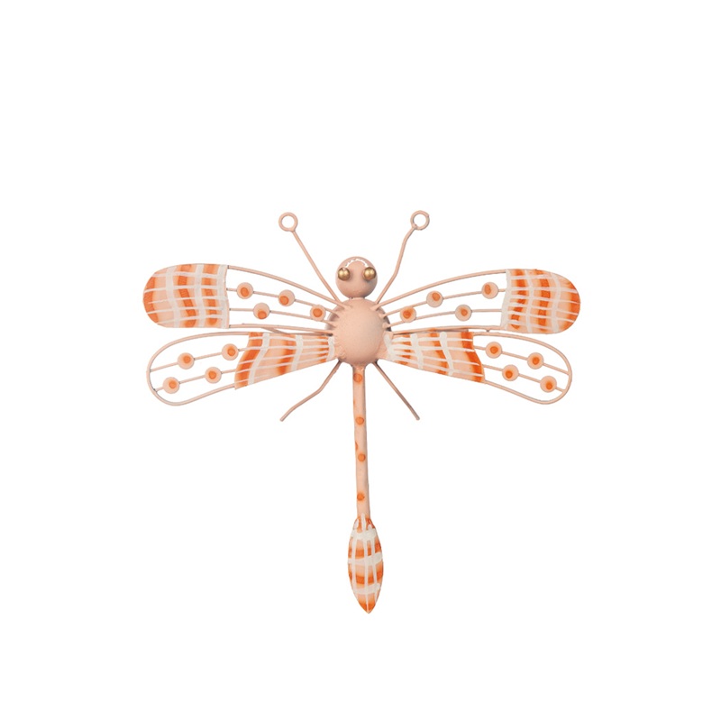 Trollslända i hamrad plåt rosa