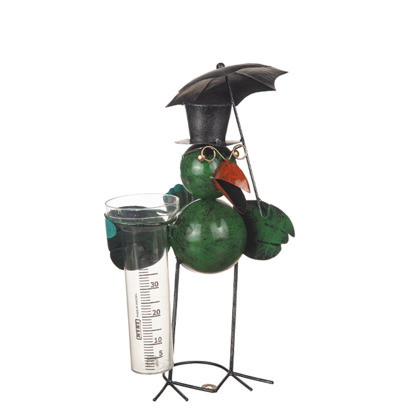 Regnmätare Fågel stående inkl. mätglas grön