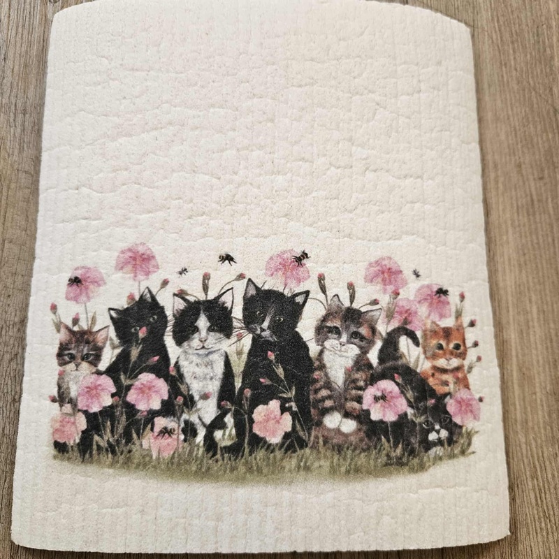 Disktrasa Katter med rosa blommor