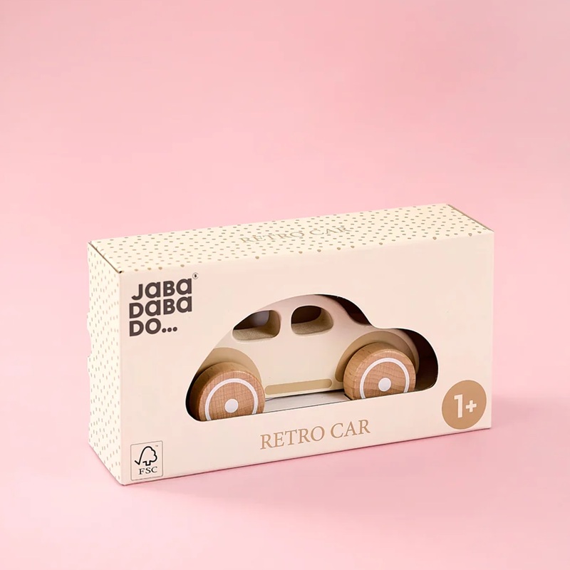 Bil Retro Beige – träbil för små förare