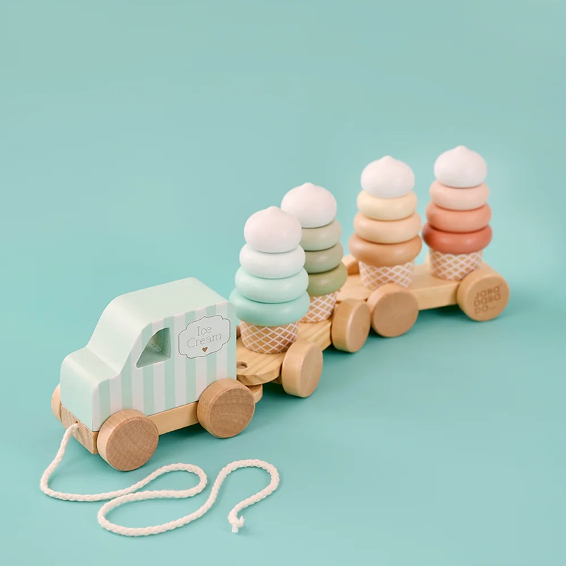 Träleksak Tåg med glassklossar