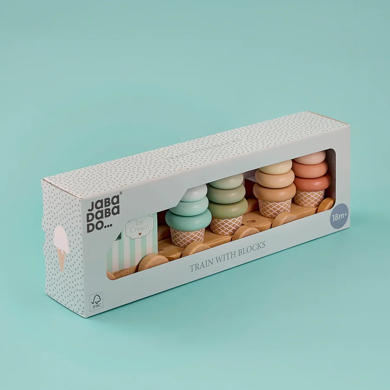 Träleksak Tåg med glassklossar