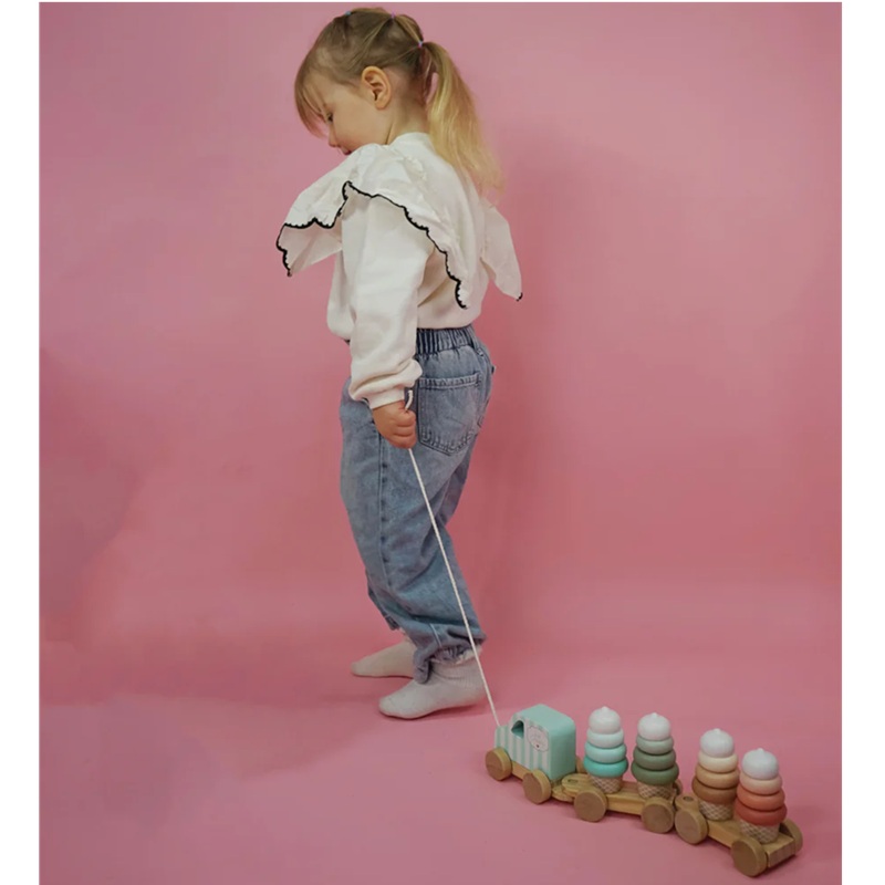 Träleksak Tåg med glassklossar