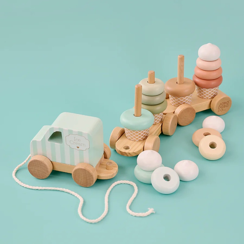 Träleksak Tåg med glassklossar