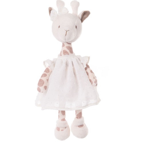 Giraffen Lucy från Bukowski Design gosedjur. Ljusa fina färger i vitt och beige. Skir klänning i vitt och söta vita små skor. Ca 30 cm lång. 