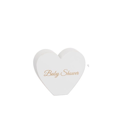 Ett  vitt litet hjärta från Different Design med text baby shower.