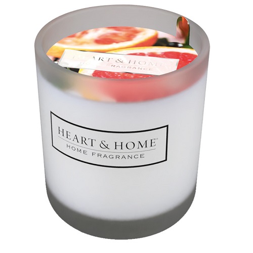XXL-värmeljus med brinntid på ca 12 timmar från Heart & Home med doft av rosa grapefrukt och cassie.