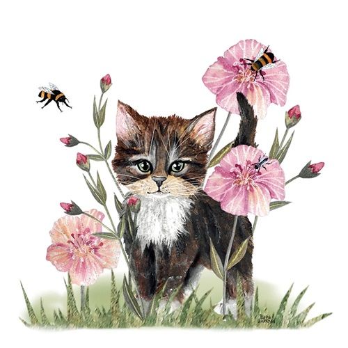 Disktrasa Katt med blommor