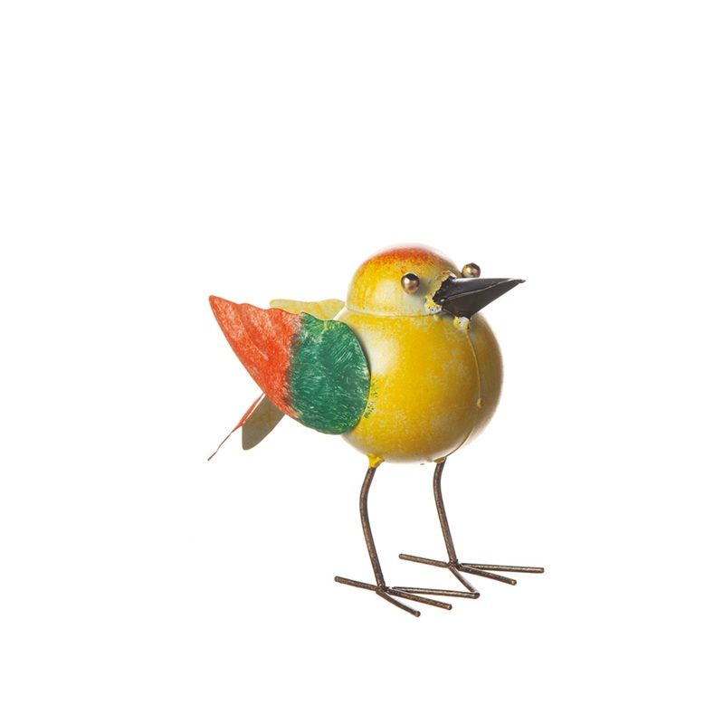 Fågel i hamrad plåt - Gul